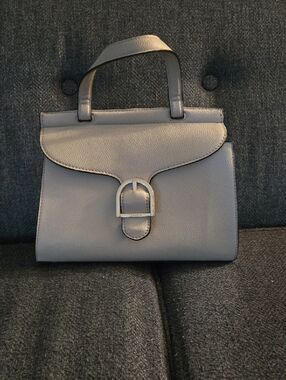 Structured Top-Handle Satchel in Light Gray